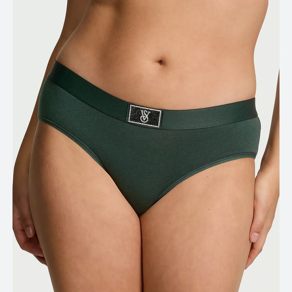 Victoria's Secret Rhinestone Shine Patch Botanical Green Panties